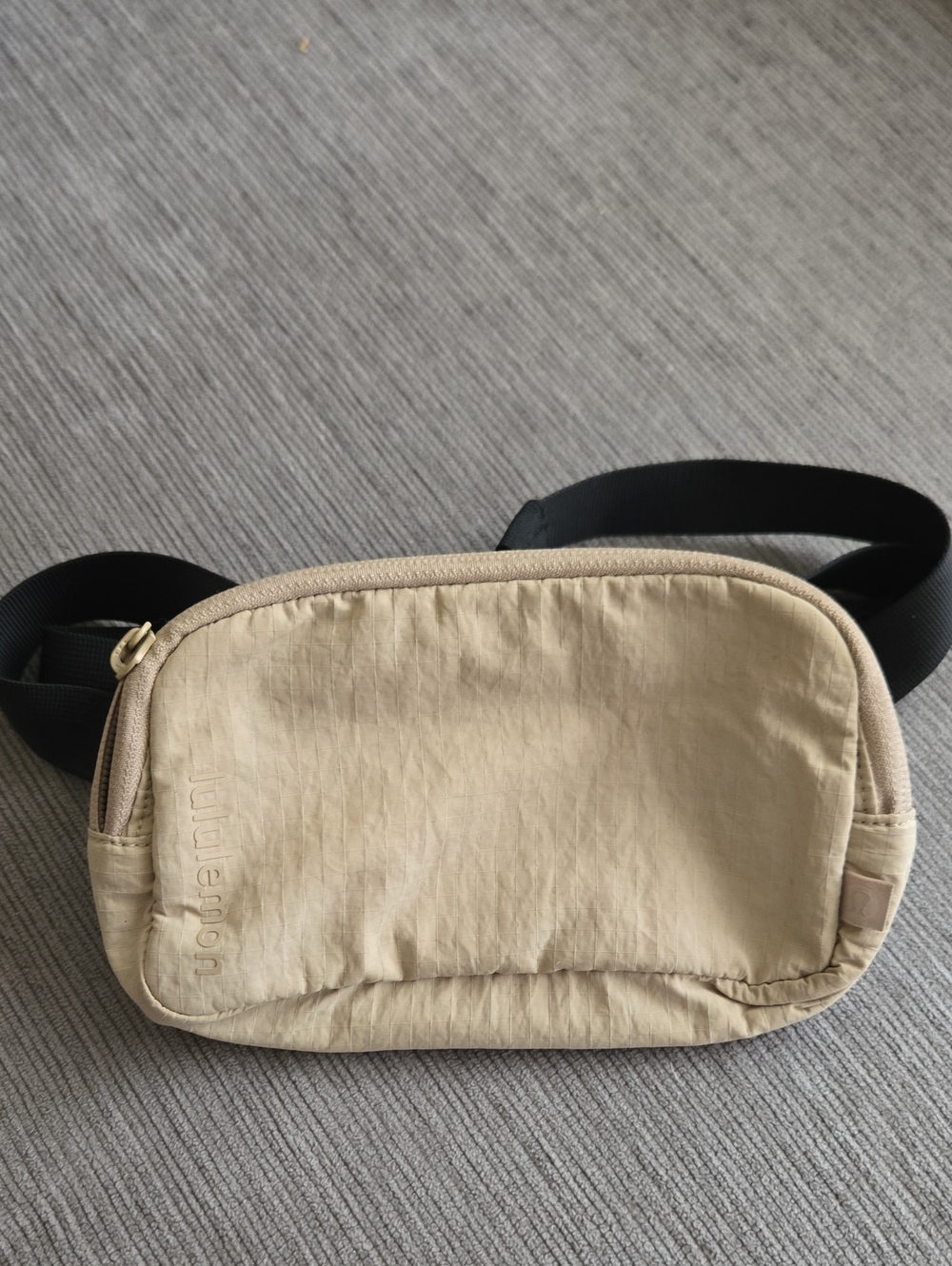 Lululemon Beige Waist Bag with Black Strap